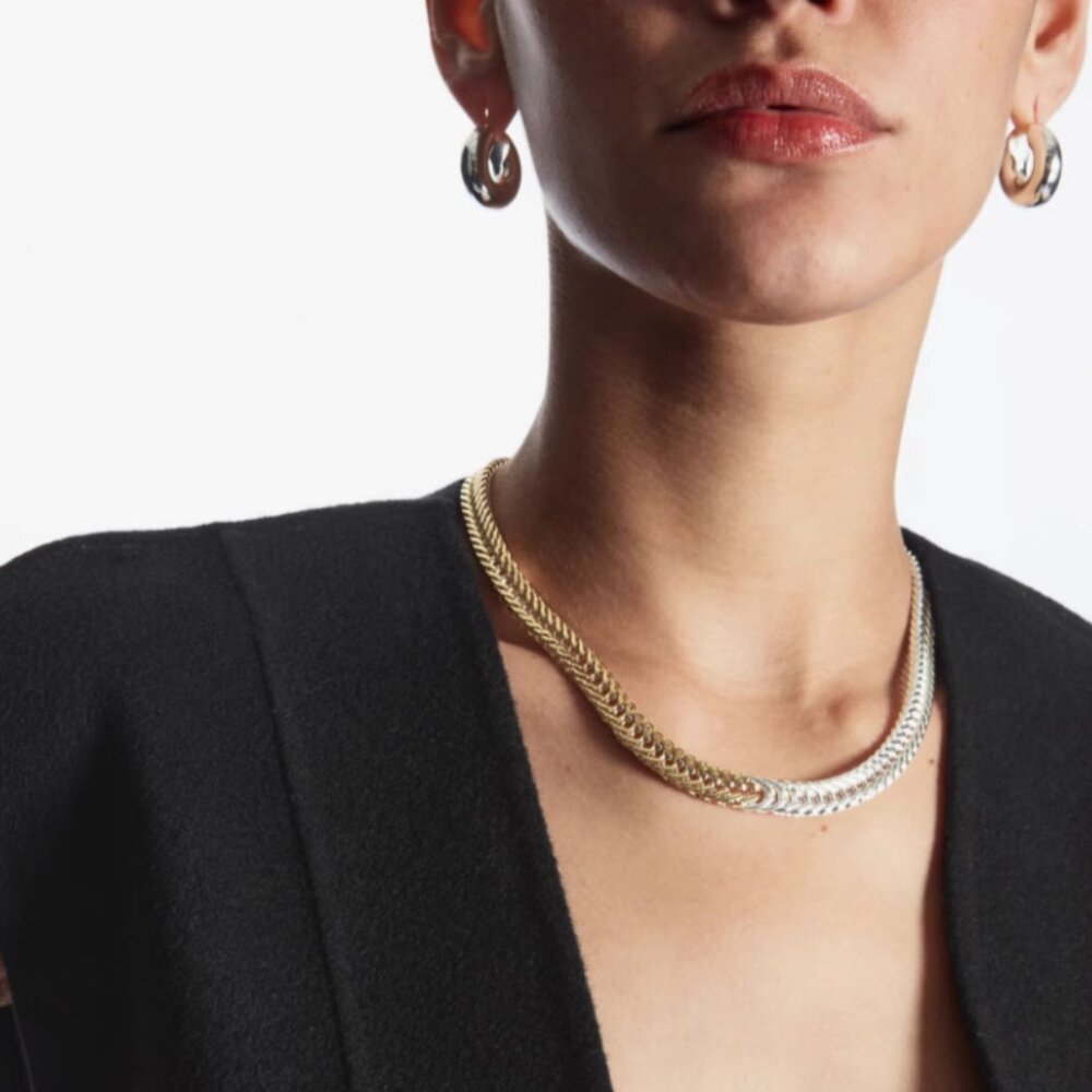 COS Two-Tone Gold and Silver Braided Necklace